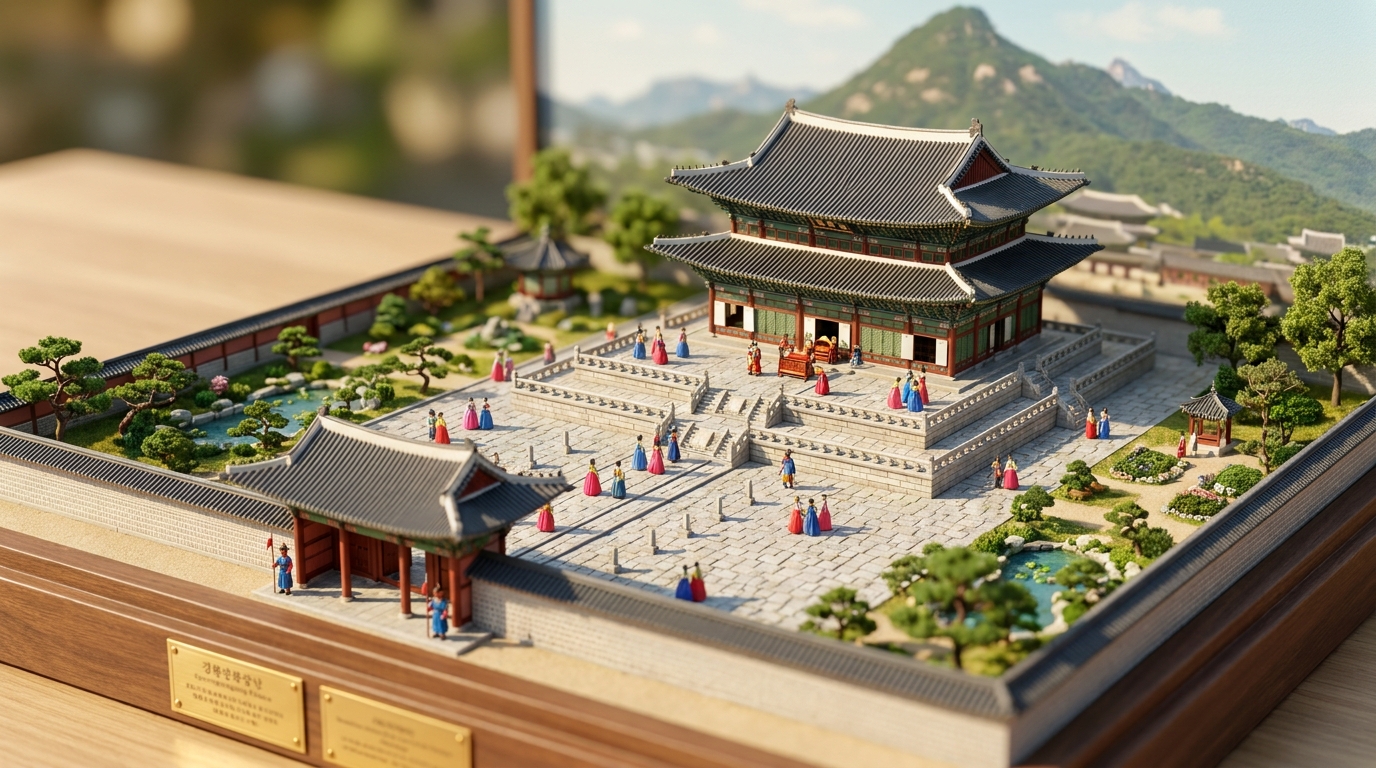 나노바나나 프로로 생성한 경복궁 3D 디오라마 이미지